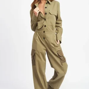 BOTTON DOWN CARGO JUMPSUIT