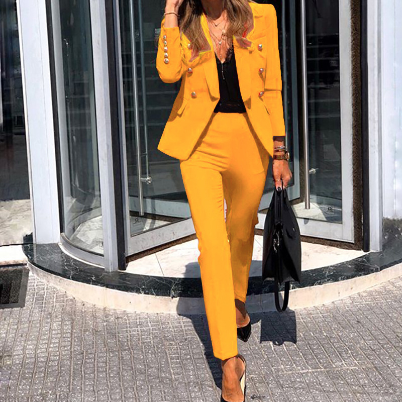 Solid Color Fashion Two-piece Set Suit - Image 4