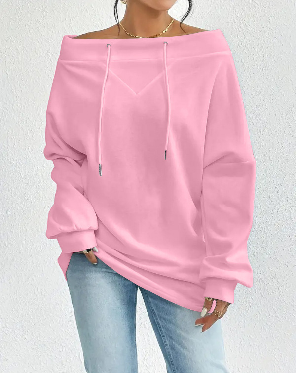 Women's Loose Casual Drawstring Off-the-shoulder Off-shoulder Top - Image 5