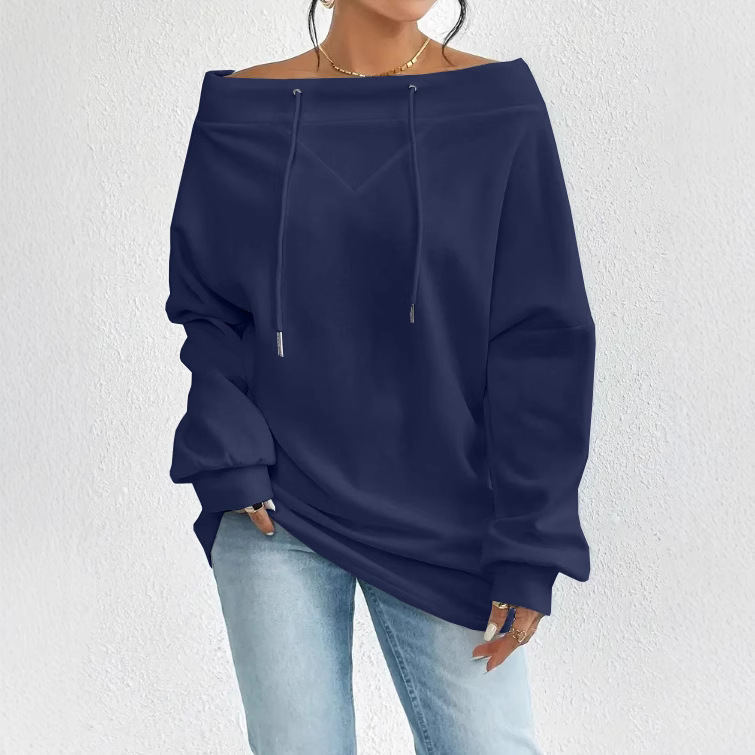 Women's Loose Casual Drawstring Off-the-shoulder Off-shoulder Top