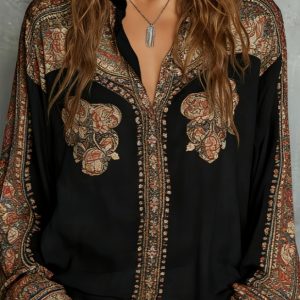 Vintage Ethnic Style Loose Long-sleeved Shirt