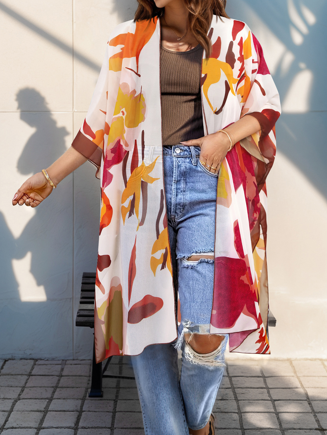 Women's Aztec-print Batwing Cardigan Cloak - Image 8