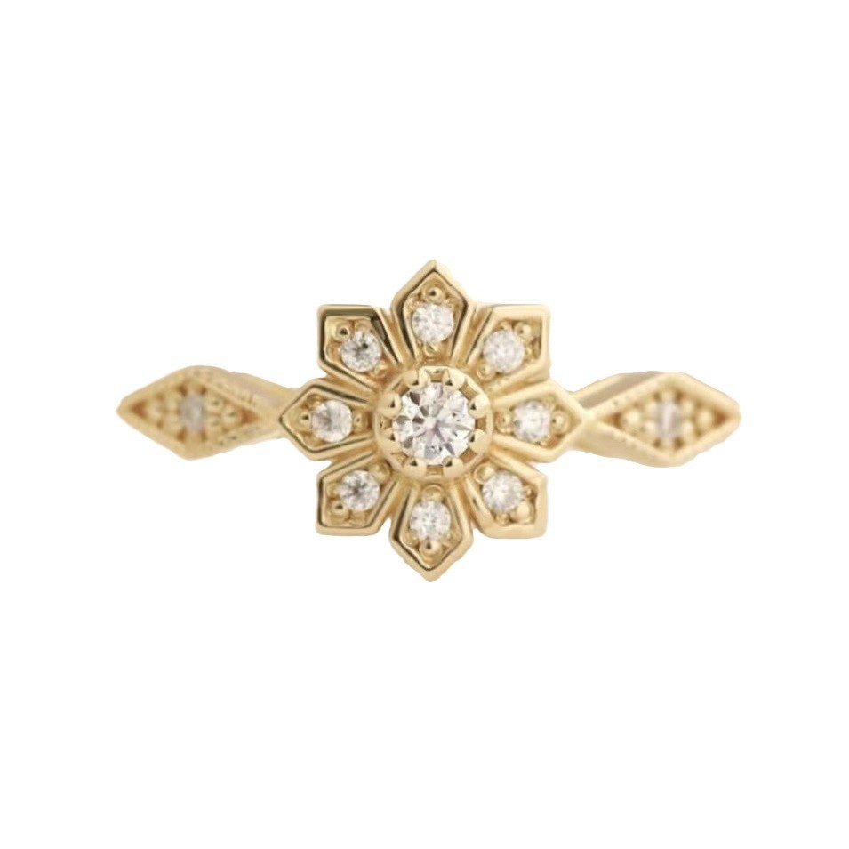 Simple And Stylish Sunflower Womens Snowflake-Shape Ring - Image 6