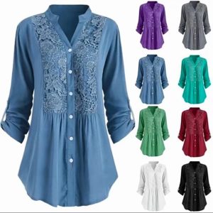 Women's Solid Color Casual Loose V-neck Shirt