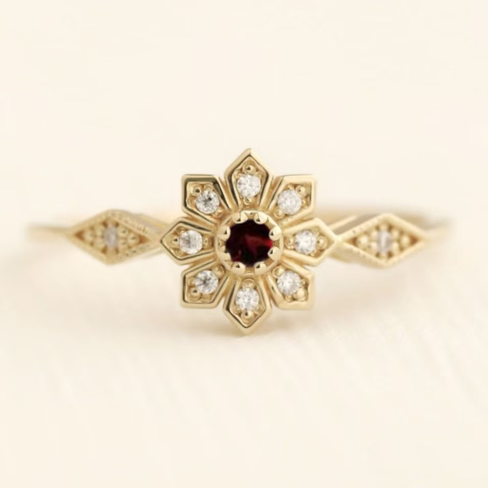 Simple And Stylish Sunflower Womens Snowflake-Shape Ring - Image 8