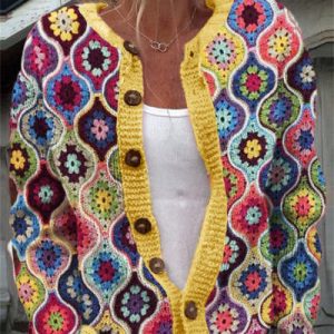 Printed Women's Cardigan Knitted Outerwear