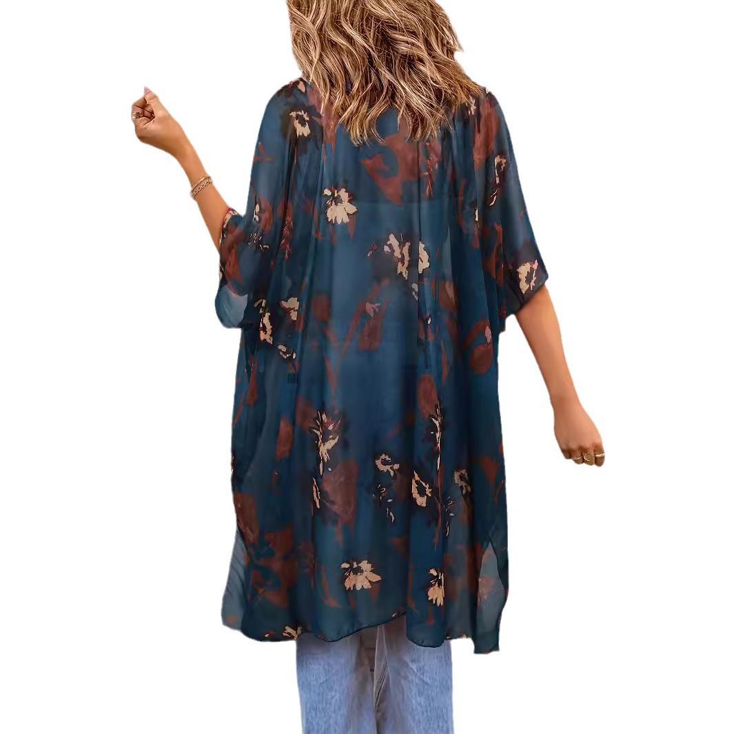 Women's Aztec-print Batwing Cardigan Cloak - Image 2