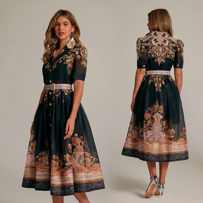Real-shot Style French Niche Elegant Printed Dress - Image 5
