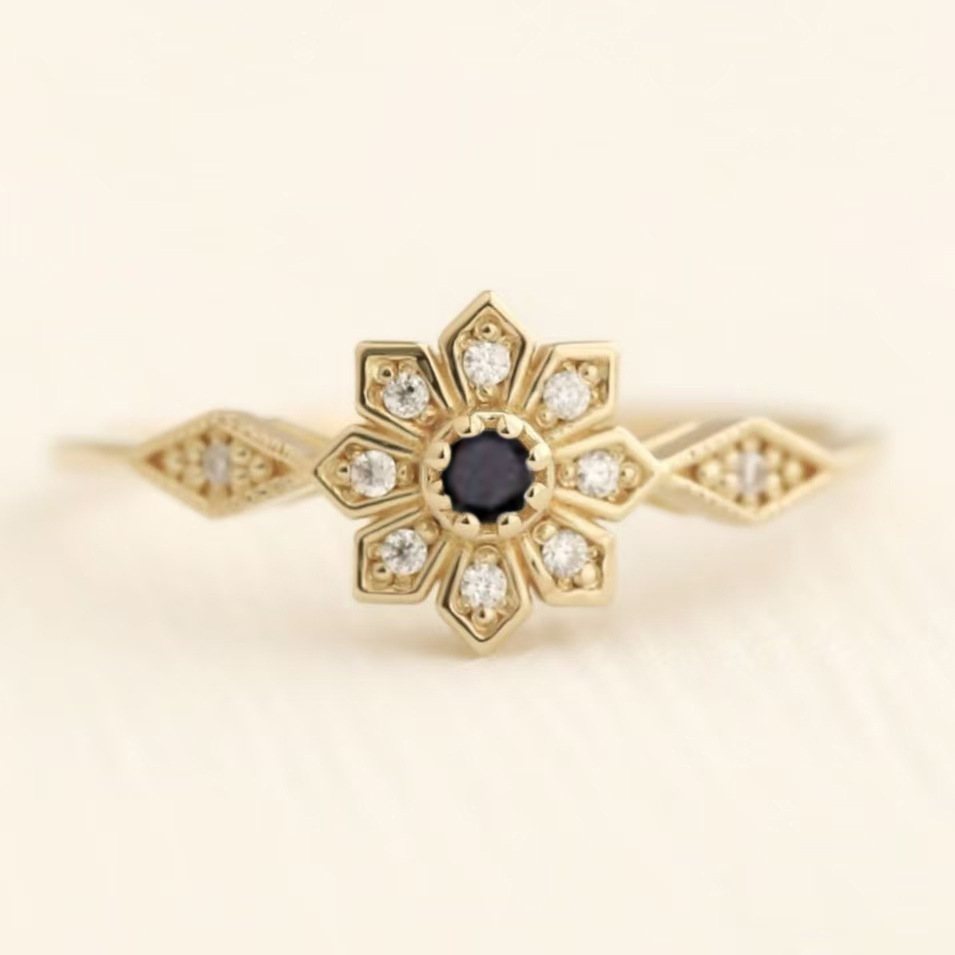 Simple And Stylish Sunflower Womens Snowflake-Shape Ring - Image 3