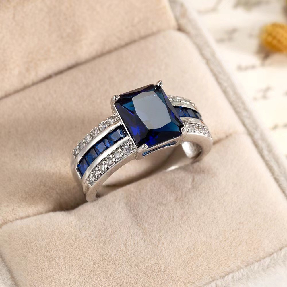 Retro Simple Blue Fashion Ring For Women - Image 3