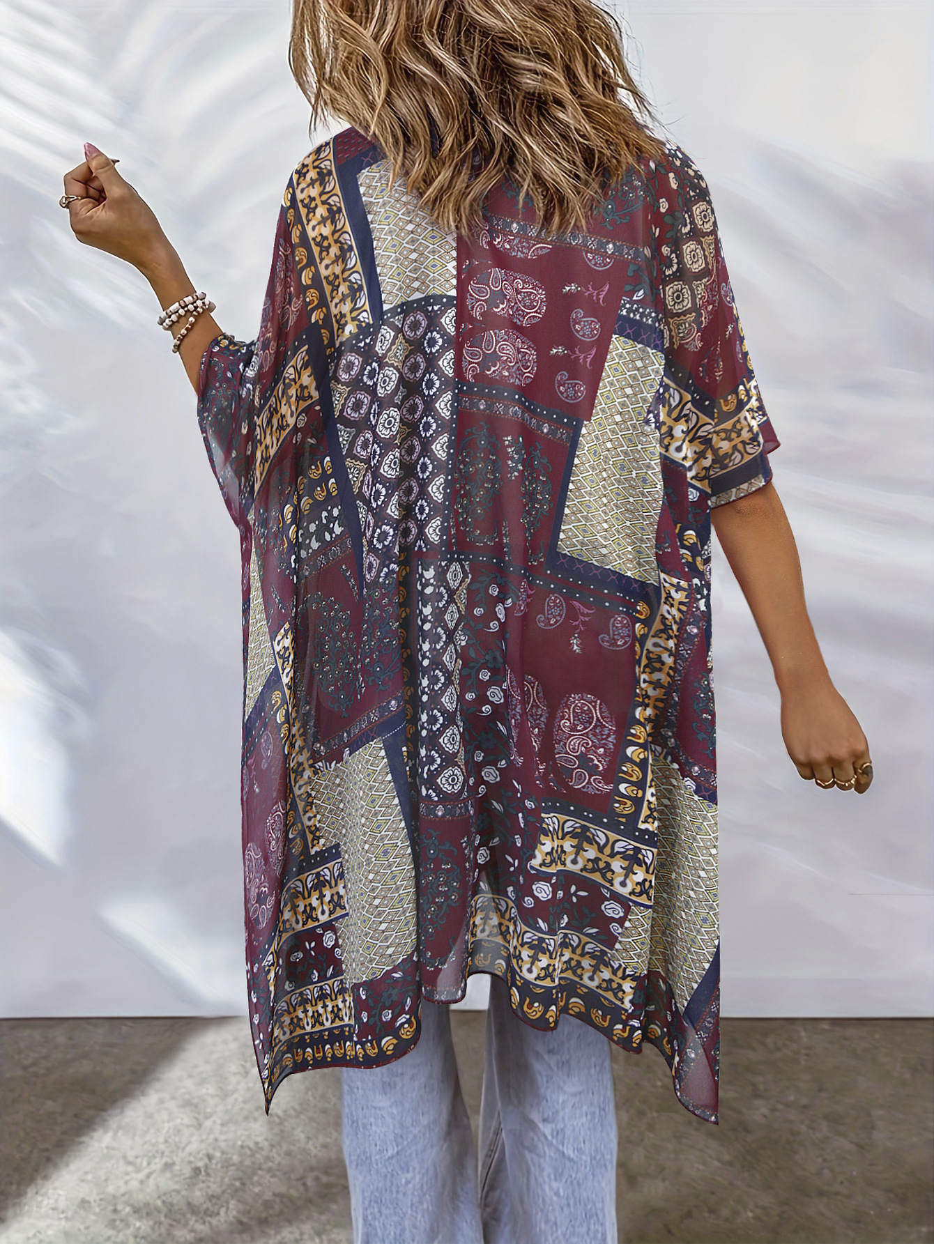 Women's Aztec-print Batwing Cardigan Cloak - Image 10