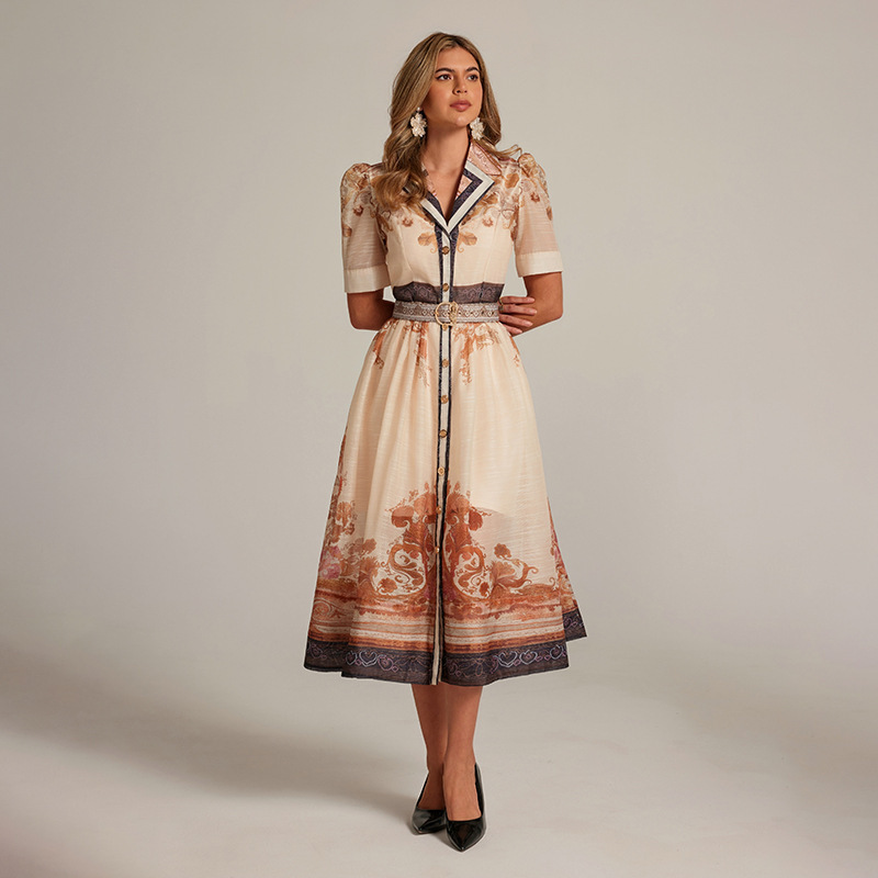Real-shot Style French Niche Elegant Printed Dress - Image 4