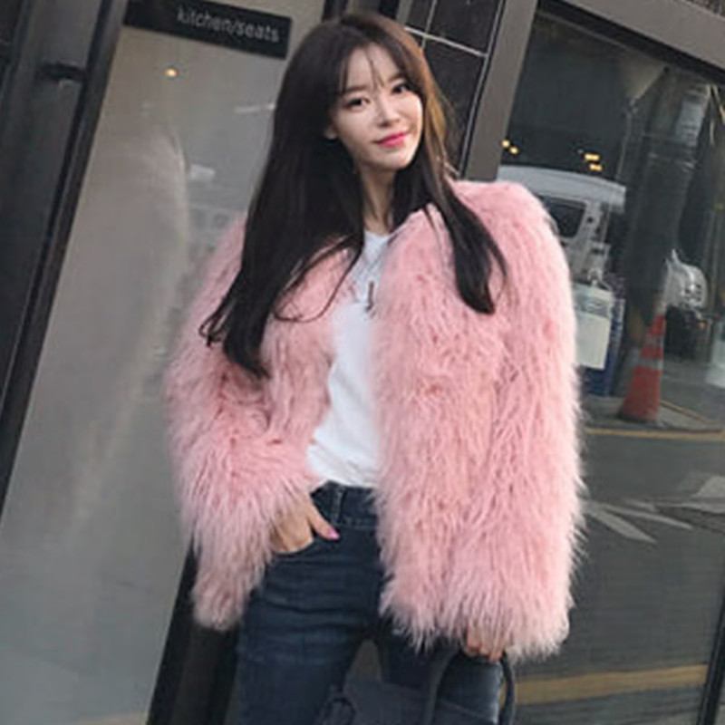 Women's Solid Color Short Faux Shearling Fur Coat - Image 2