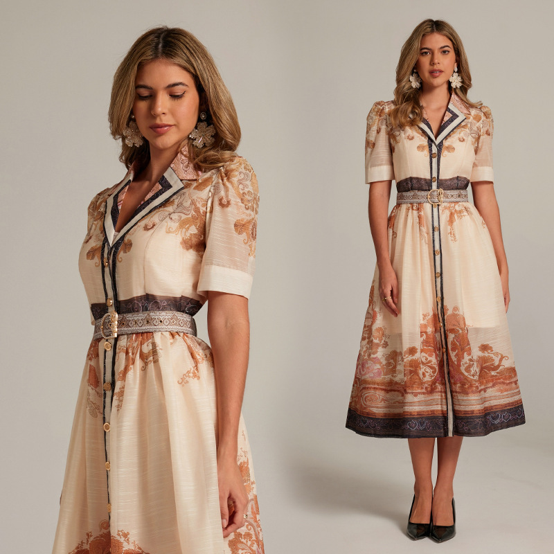 Real-shot Style French Niche Elegant Printed Dress - Image 3